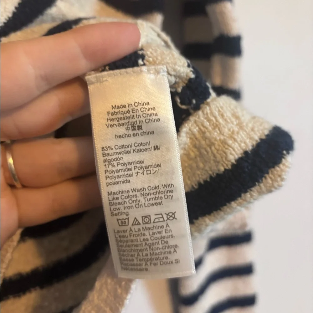 J. Crew Navy & White/Cream Striped Cozy Rollneck Pullover Sweater